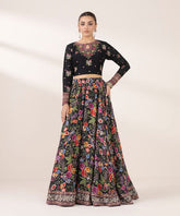 Embroidered Raw Silk Lehenga Set