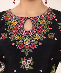 Embroidered Raw Silk Lehenga Set