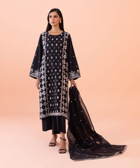 2 Piece - Embroidered Cotton Satin Suit