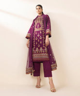 3 Piece - Embroidered Crosshatch Suit