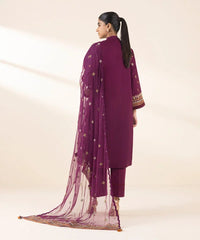 3 Piece - Embroidered Crosshatch Suit