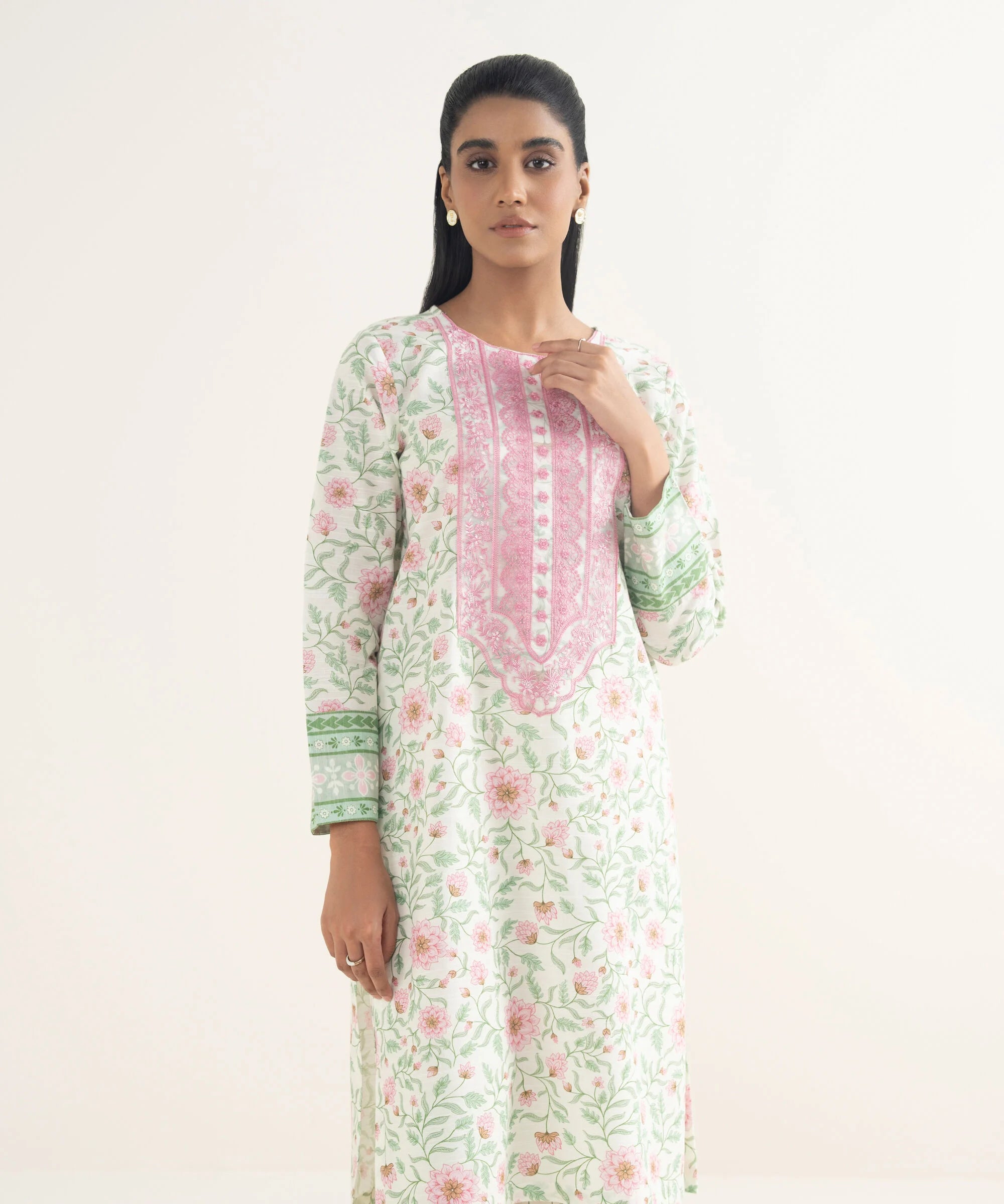 Embroidered Light Khaddar Shirt