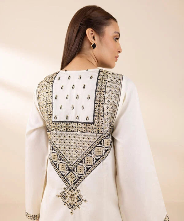 Embroidered Cotton Satin Shirt