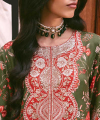 2 Piece - Embroidered Raw Silk Suit