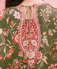 2 Piece - Embroidered Raw Silk Suit