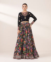 Embroidered Raw Silk Lehenga Set