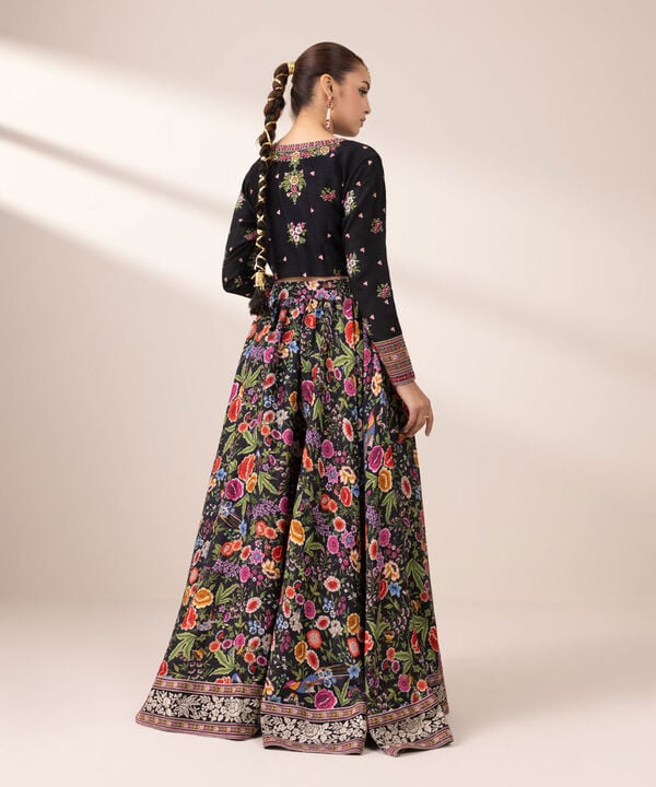 Embroidered Raw Silk Lehenga Set