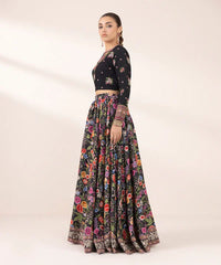 Embroidered Raw Silk Lehenga Set