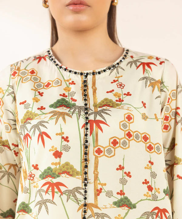 2 Piece - Embellished Silk Suit