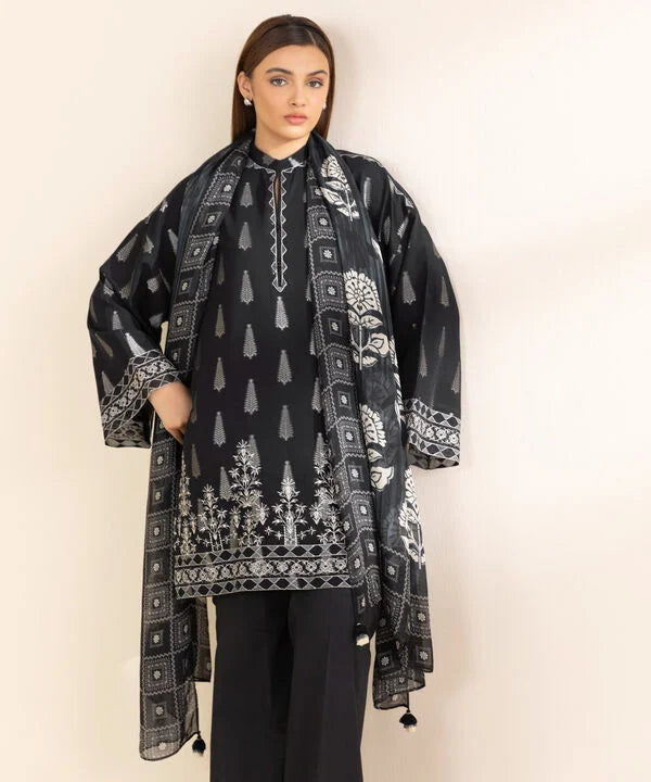 3 Piece - Embroidered Jacquard Suit