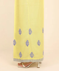 Embroidered Raw Silk Flared Pants