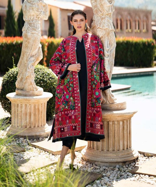 Embroidered Front-Open Jacket