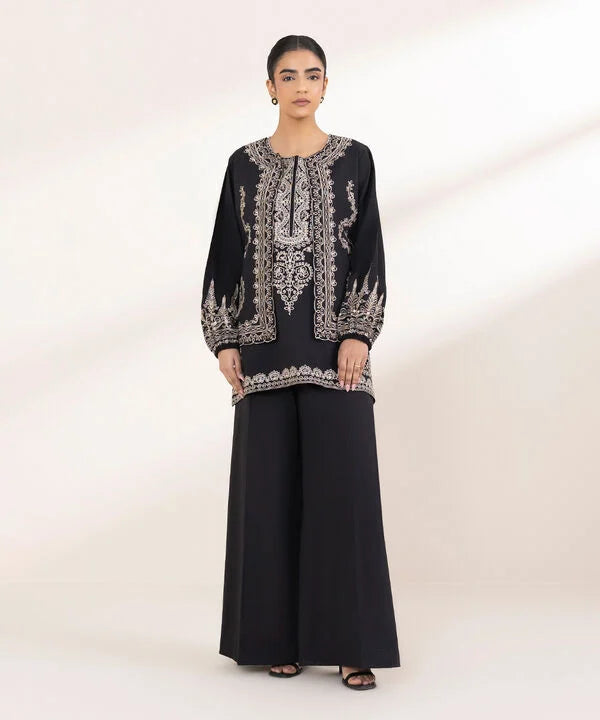 Embroidered Front Open Jacket