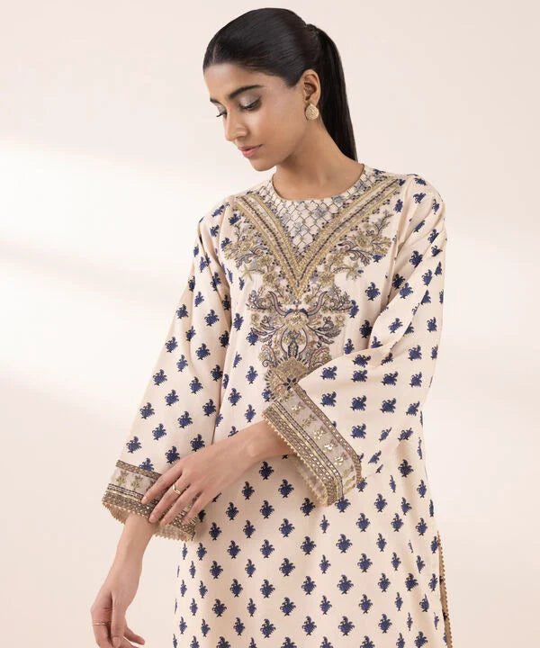 Embroidered Cotton Satin Shirt