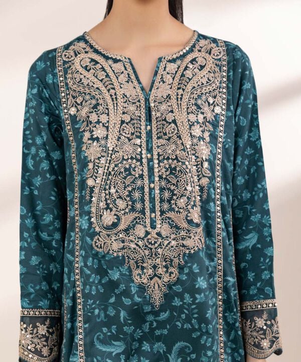 Embroidered Cotton Satin Shirt