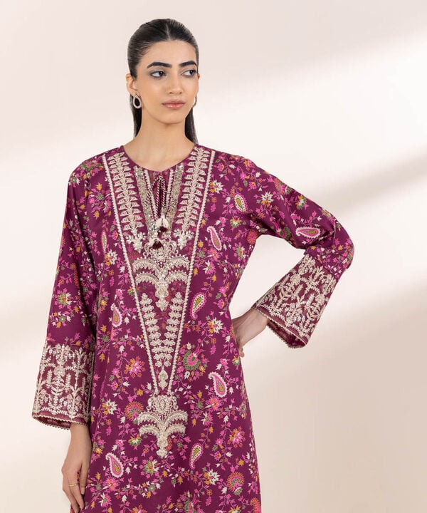 Embroidered Cotton Satin Shirt