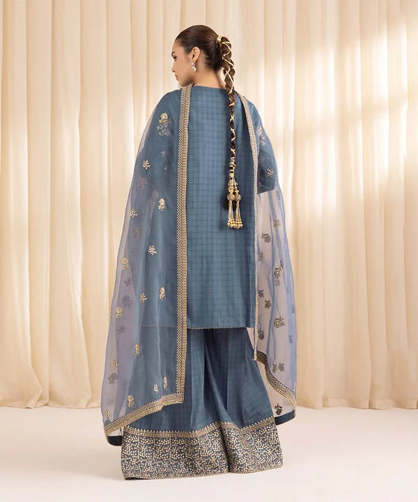 3 Piece - Embroidered Dobby Suit