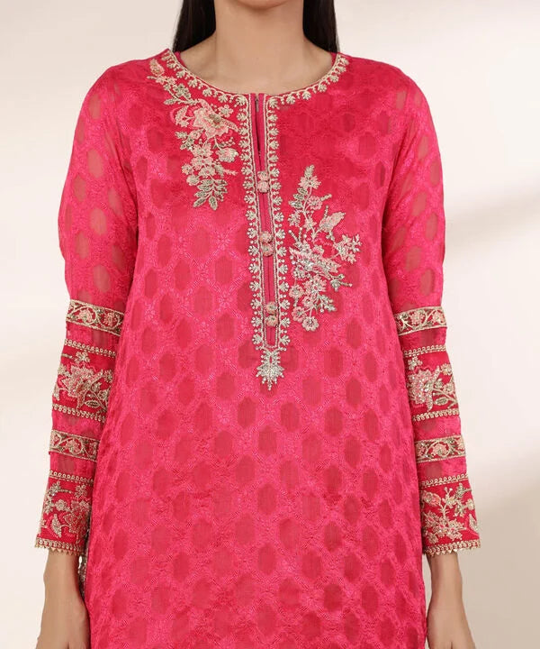 3 Piece - Embroidered Jacquard Suit
