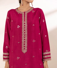 3 Piece - Embroidered Raw Silk Suit