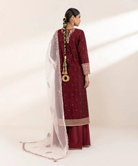 3 Piece - Embroidered Cotton Net Suit
