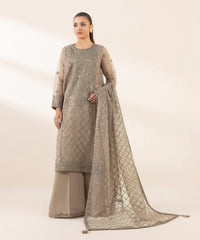 3 Piece - Embroidered Organza Suit