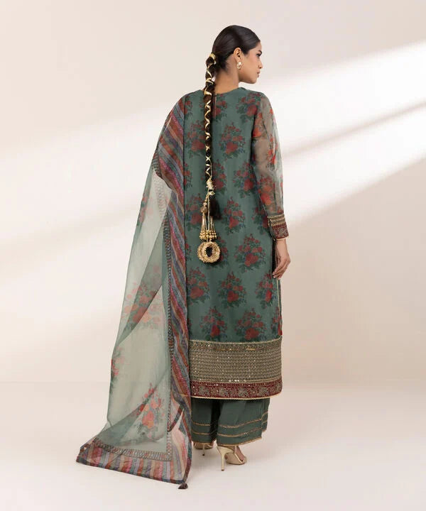 3 Piece - Embroidered Organza Suit