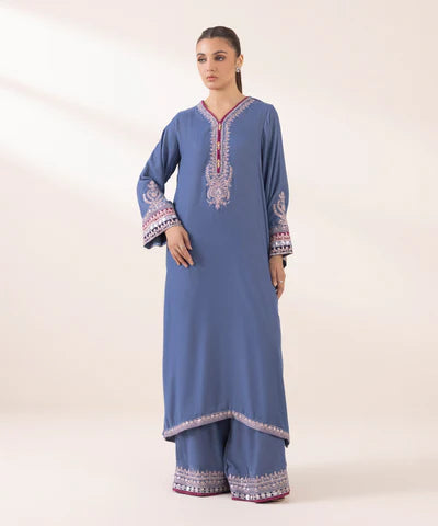 2 Piece - Embroidered Velvet Suit