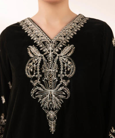 2 Piece - Embroidered Velvet Suit