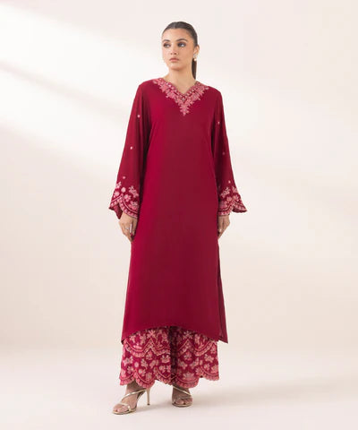 2 Piece - Embroidered Velvet Suit