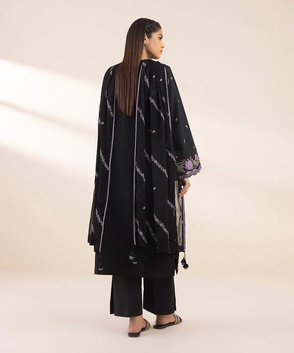 3 Piece - Embroidered Dobby Suit