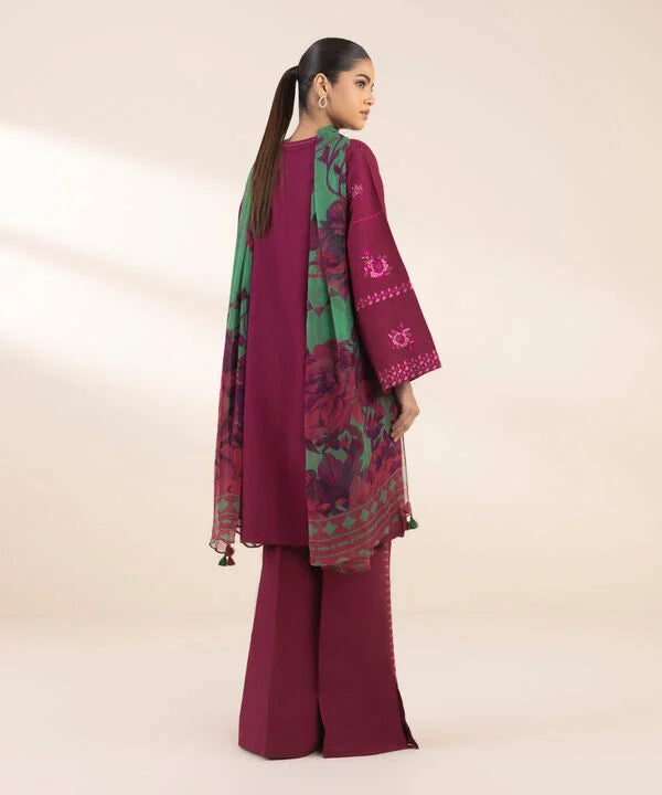 3 Piece - Embroidered Dobby Suit